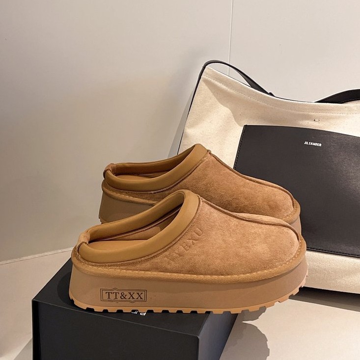 Free Shipping Fashionable casual shoes with toe caps semi slippers women's casual outer wear thick soles one foot pedaling reliable shoes boots n