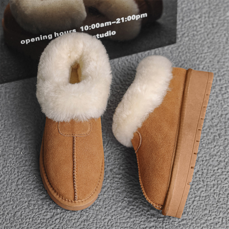 EBV designer shoes hot free shipping High quality sheepskin thick snow boots fur on leather winter plush cotton shoes for women
