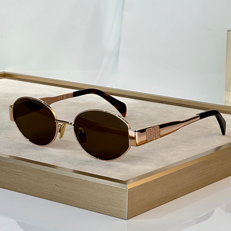 Designer sunglasses for women victory Metal 01 round rose gold metal Sunglasses CL 40235 brown lens shades luxury brand glasses trendy street shooting sunglasses