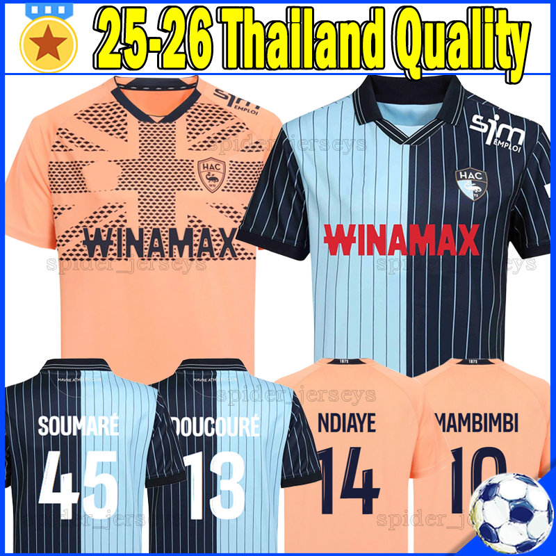 XXXL 4XL 25 26 Le Havre AC Soccer Jerseys SOUMARE DOUCOURE NDIAYE SAMATTA Men Uniforms 2025 2026 MAMBIMBI KYEREMEH NAMLI LOGBO D.PIZARRO A.TOURE KHADRA Football Shirts