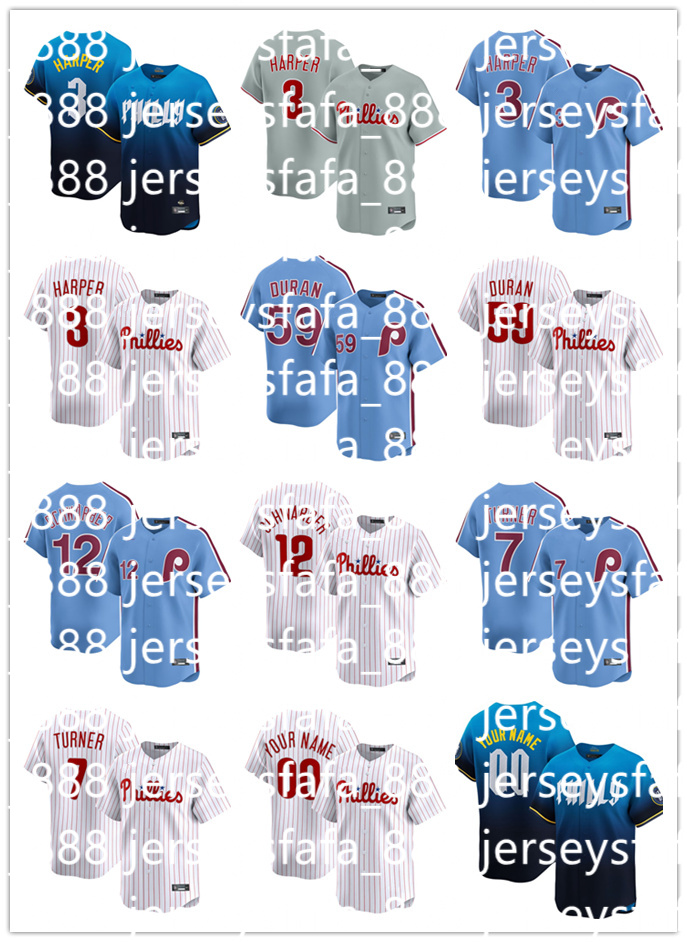 MLB Phillies Baseball Jersey Roy Halladay Harper Alec Bohm Trea Turner Aaron Nola Zack Wheeler Nick Castellanos Kyle Schwarber Bryson Stott Brandon Marsh Max Kepler