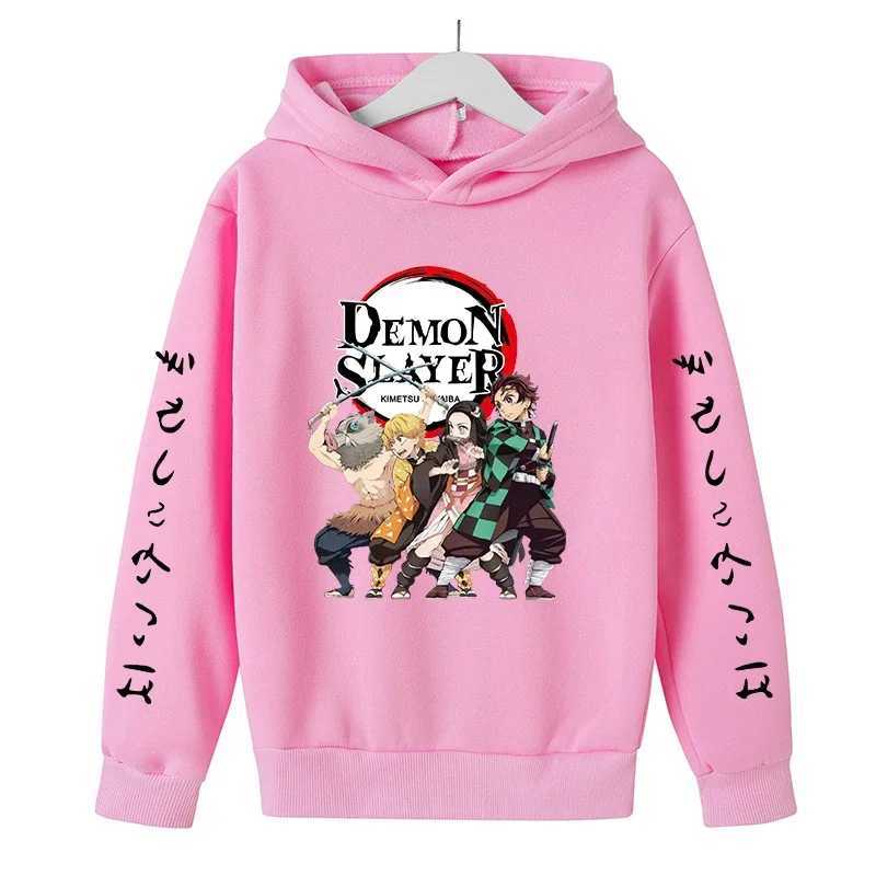New Kids Demon Slayer Hoodie Childrens Clothing Hoodie Suitable Boys Girl Long Sleeve Anime Yaiba Sleeve Pullover Sweatshirt Z250930