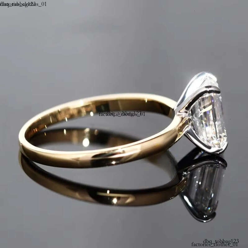 Solid 14K Gold 2CT D VS1 Emerald Cut Lab Rings IGI Wedding Dia Engagement Ring for Her