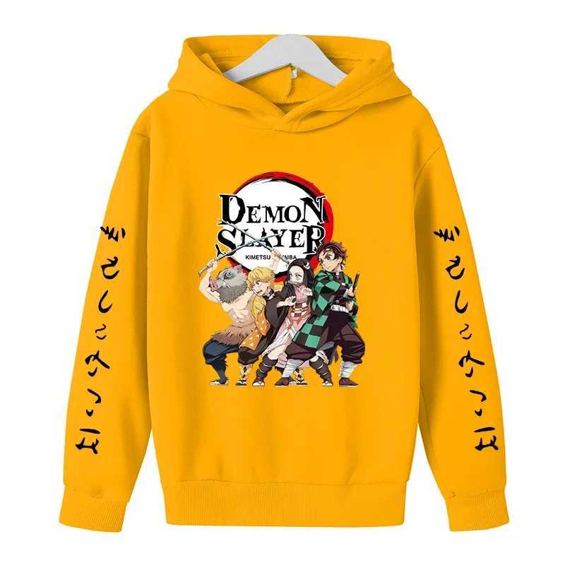 New Kids Demon Slayer Hoodie Childrens Clothing Hoodie Suitable Boys Girl Long Sleeve Anime Yaiba Sleeve Pullover Sweatshirt Z250930
