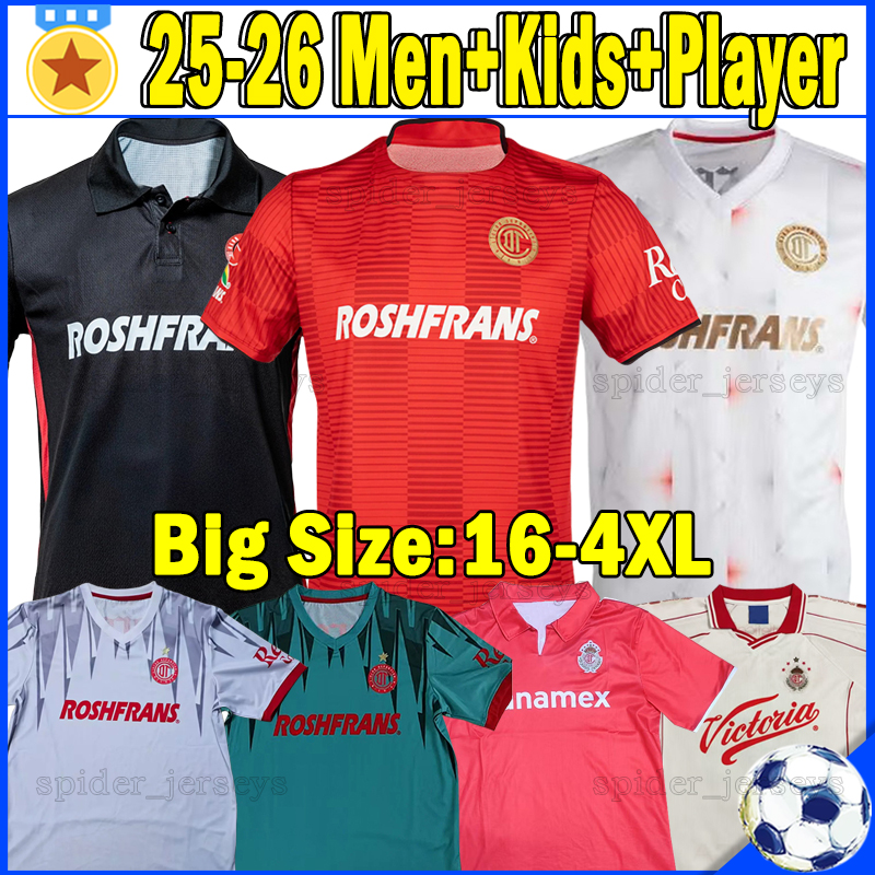 XXXL 4XL 25 26 Deportivo Toluca Soccer Jerseys Liga MX Retro 1999 01 2004 05 HELINHO MORALES PAULINHO Football Shirts 2025 2026 Player Version Men Uniforms Kids kits