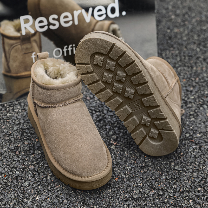 EBV designer shoes hot free shipping High quality sheepskin fur on leather Winter new thick soled snow boots plush and thick anti slip cotton shoes fo