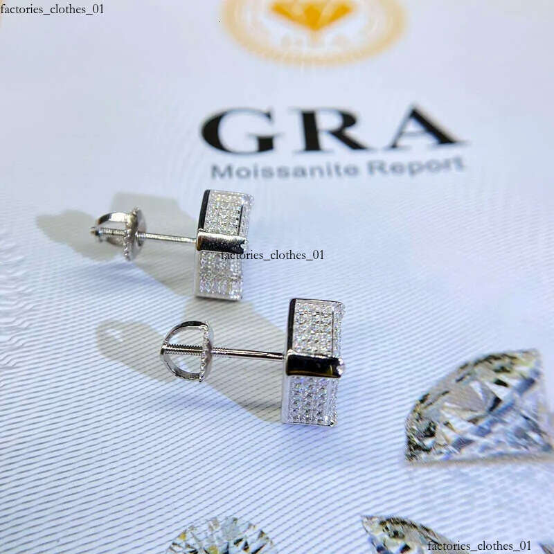 Fashion Jewelry Beautiful Fine Box Packaging Sterling Sliver Moissanite Earrings For Men Or Women