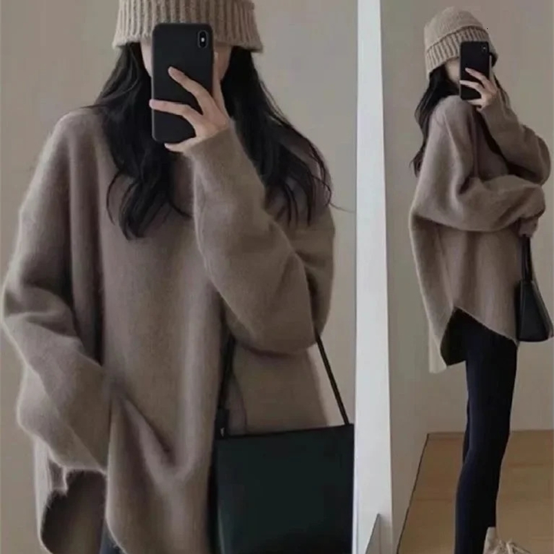 Raccoon wool knitted sweater for winter pregnant women loose jacket plus size pregnant women knitted floral jacket red 241126cj