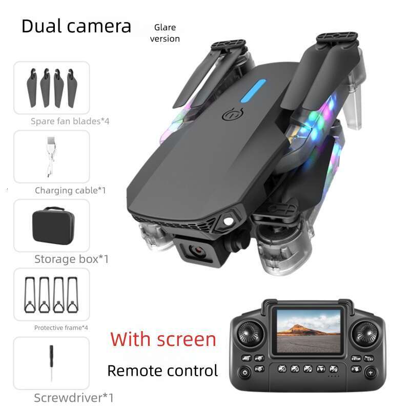 E D Screen Controlled Drone With Lights Foldable Dual Camera Optical Flow Aerial Photography Remote Aircraft Quadcopter