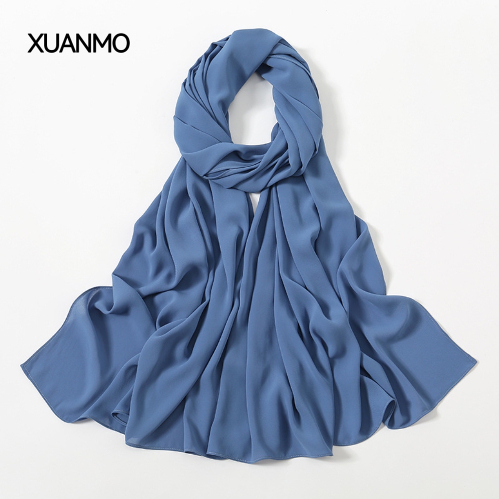K2003 Versatile everyday 2025 new solid color random chiffon long scarf breathable and comfortable