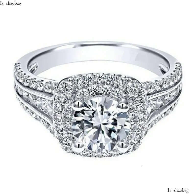 Wedding Round Simulated Dia Rings Fashion Gemstone Sier Engagement Ring For Women Jewelry 825 aaa
