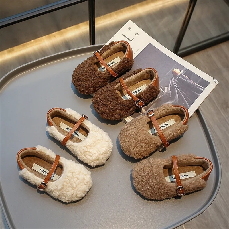 Autumn Fashion Girls Shoes Warm Plush Comfortable Soft Bottom Childrens Sports Shoes Simple and Elegant Casual Shoes Princess Daily Cotton Shoes 24121