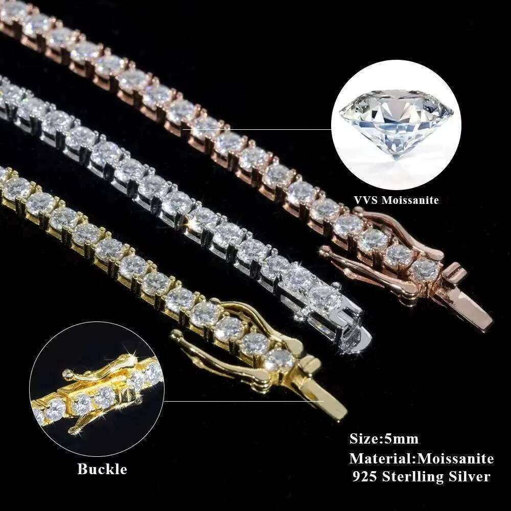 Fine Jewelry Sterling Sier Vvs Moissanite Necklace Dia Mossanite Tennis Chain
