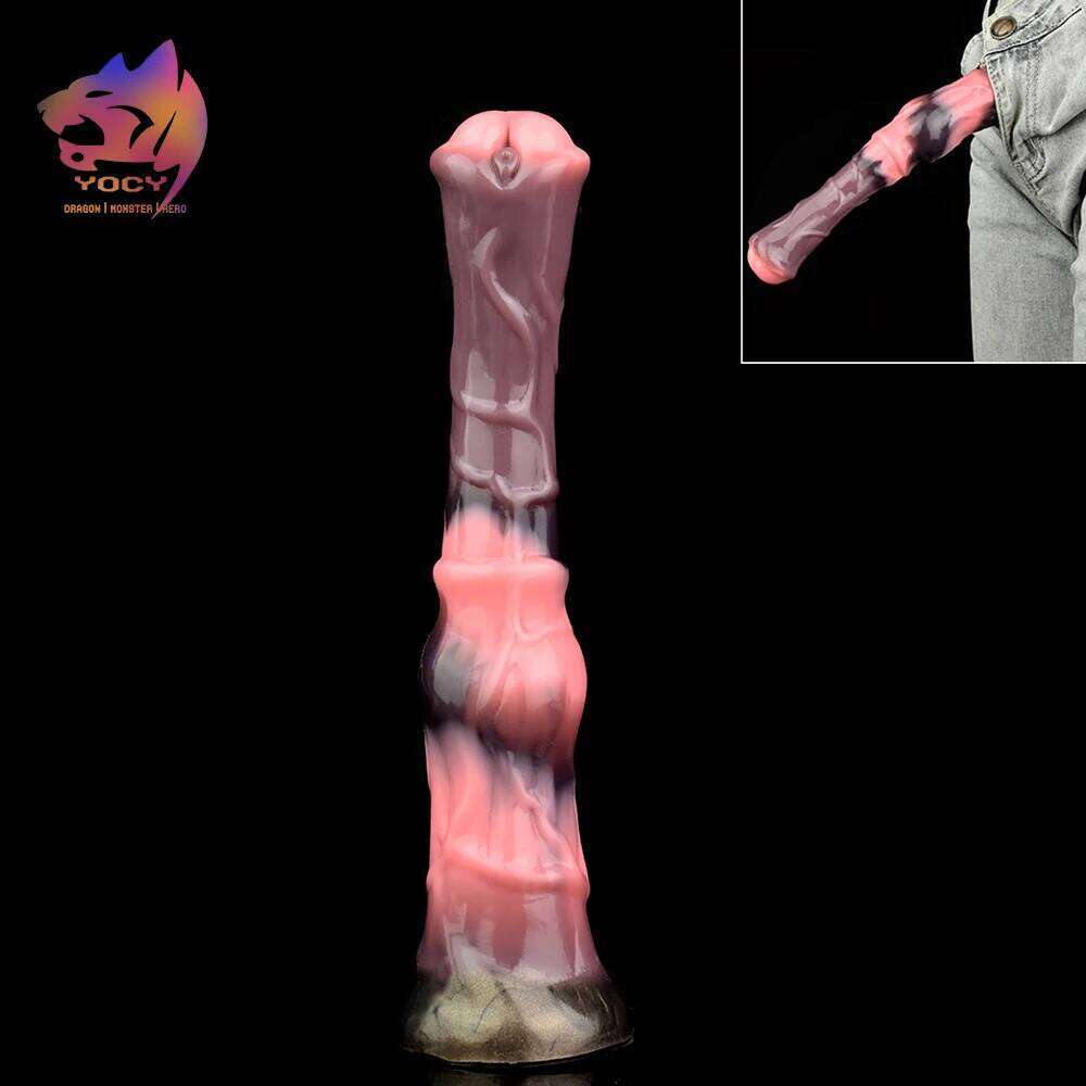 Yocy Silicone Knot Dildo Long Animal Horse Soft Butt Plug With Sucker Vaginal Massager Anal Sex Toys For Adult Games 666