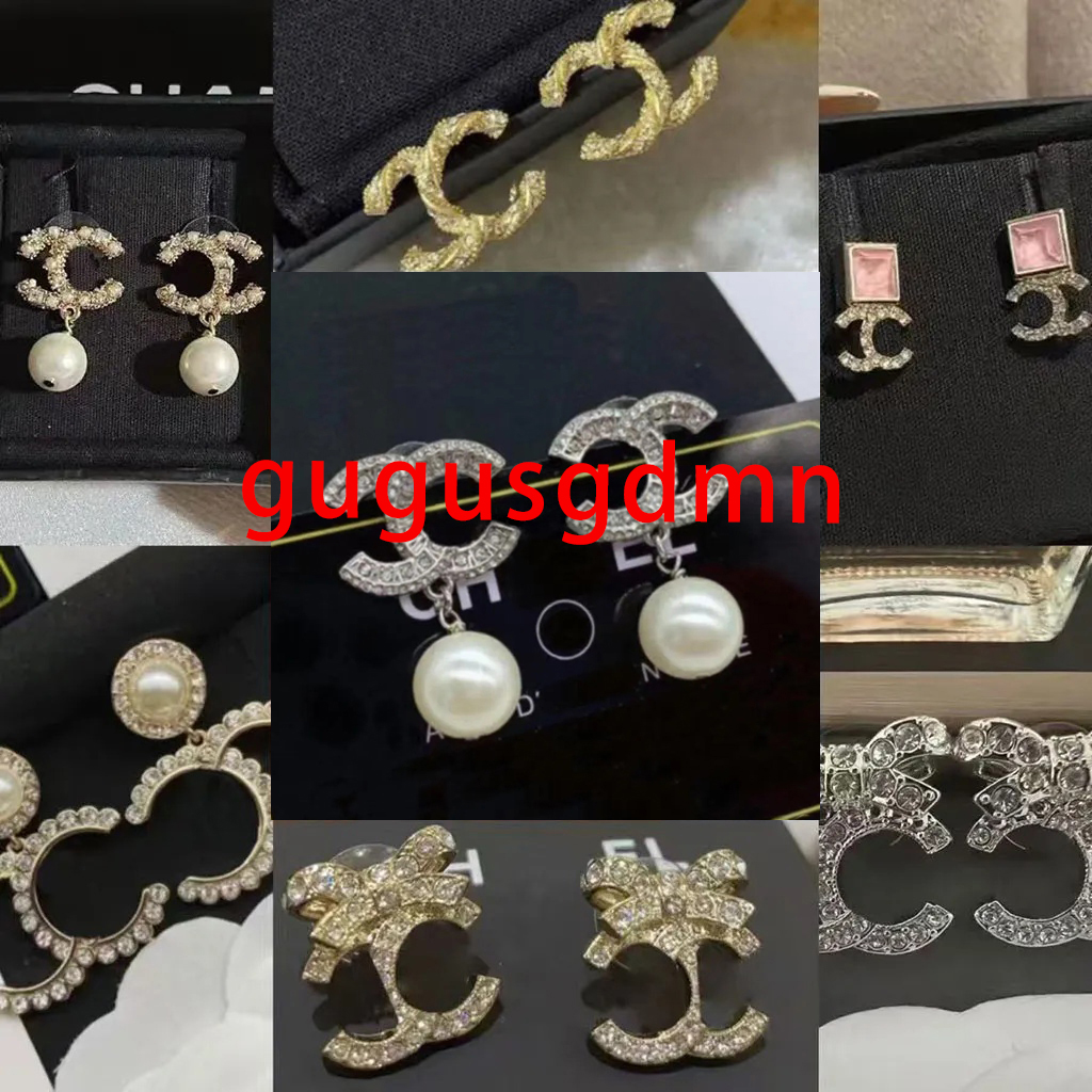designer earrings luxury earrings for woman luxury Designer Letter studs geometric famous women's round diamond crystal pearl earrings Fashion Jewelry Aaa