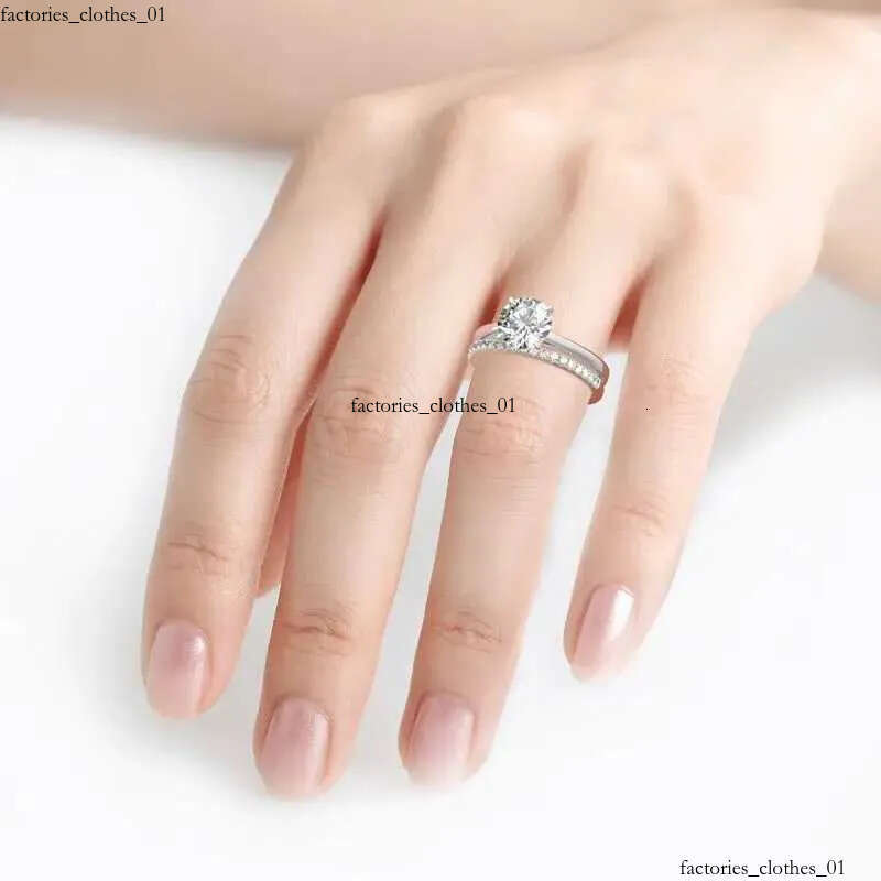 ANZIW 2 Carat All Moissanite Ring Bridal Sets Sier Solitaire Engagement Wedding Rings Stackable Eternity Bands for Women