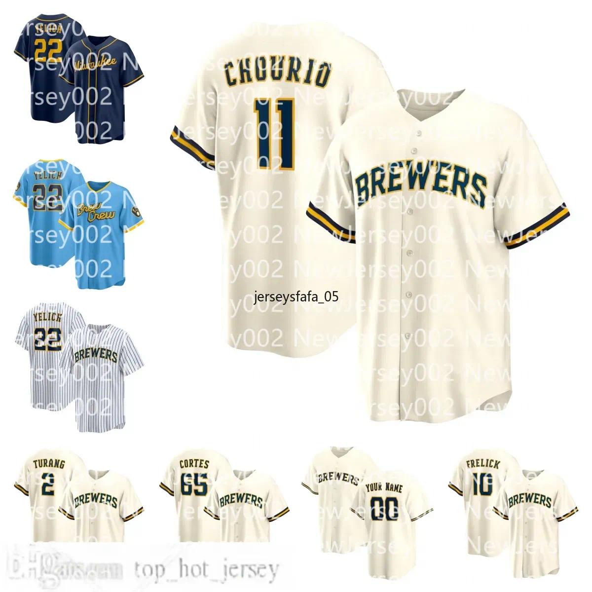 Brewers Jersey Jackson Chourio Christian Yelich Sal Frelick Rhys Hoskins Brice Turang William Contreras Freddy Peralta Nestor Cortes Baseball Custom