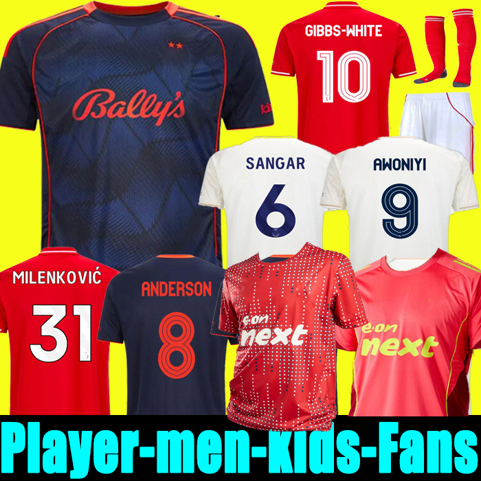 2024 2025 2026 GIBBS WHITE Soccer Jerseys GRABBAN 2024 Men kids Nottinghams Home Kit Forest Awoniyi AMEOBI HUDSON ODOI away 3rd Football Shirts16-4XL