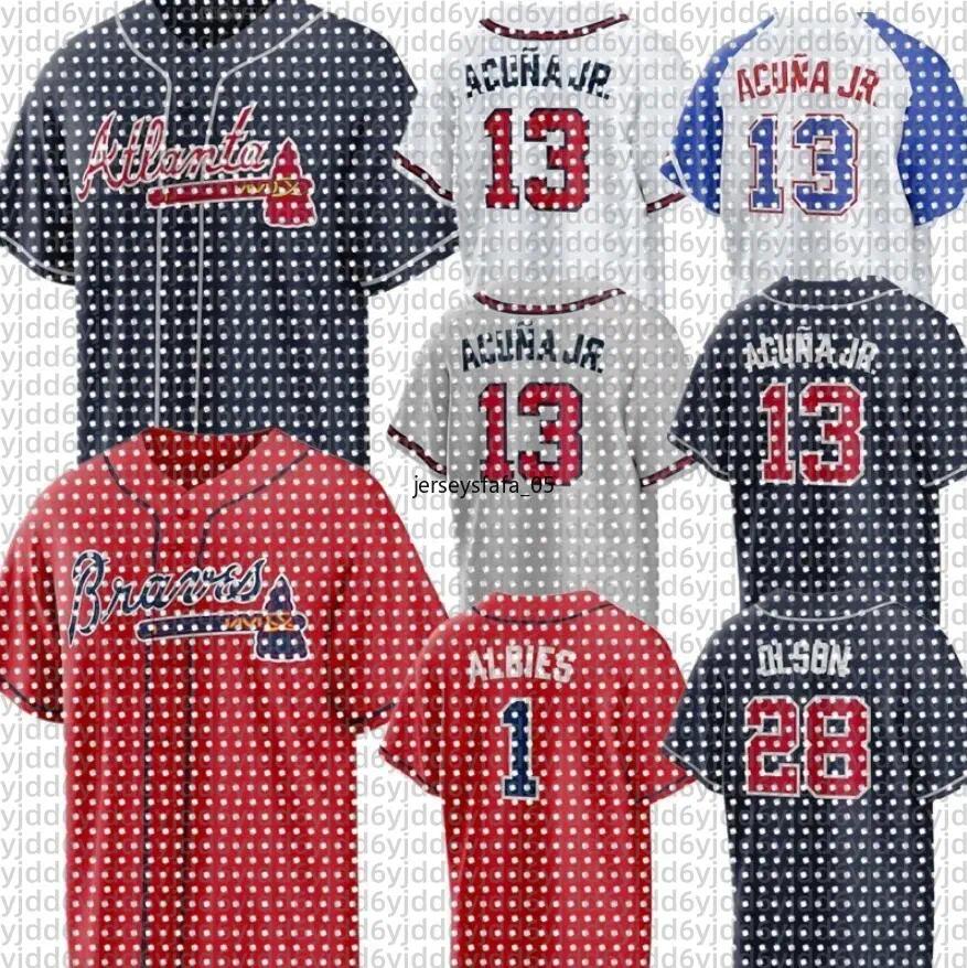 MLB Jersey Custom Braves Baseball Ronald Acuna Jr. Matt Olson Ozzie Albies Austin Riley Marcell Ozuna Chris Sale Michael Harris II Travis d'Arnaud Spencer Strider men