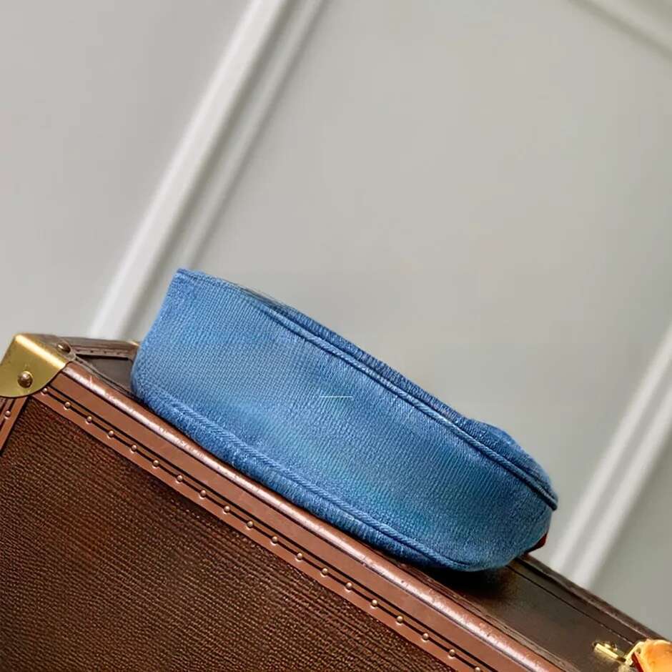 Mirror quality hobo Pochette Valley handbag Denim Blue grained leather Crossbody designer 21CM shoulder bag