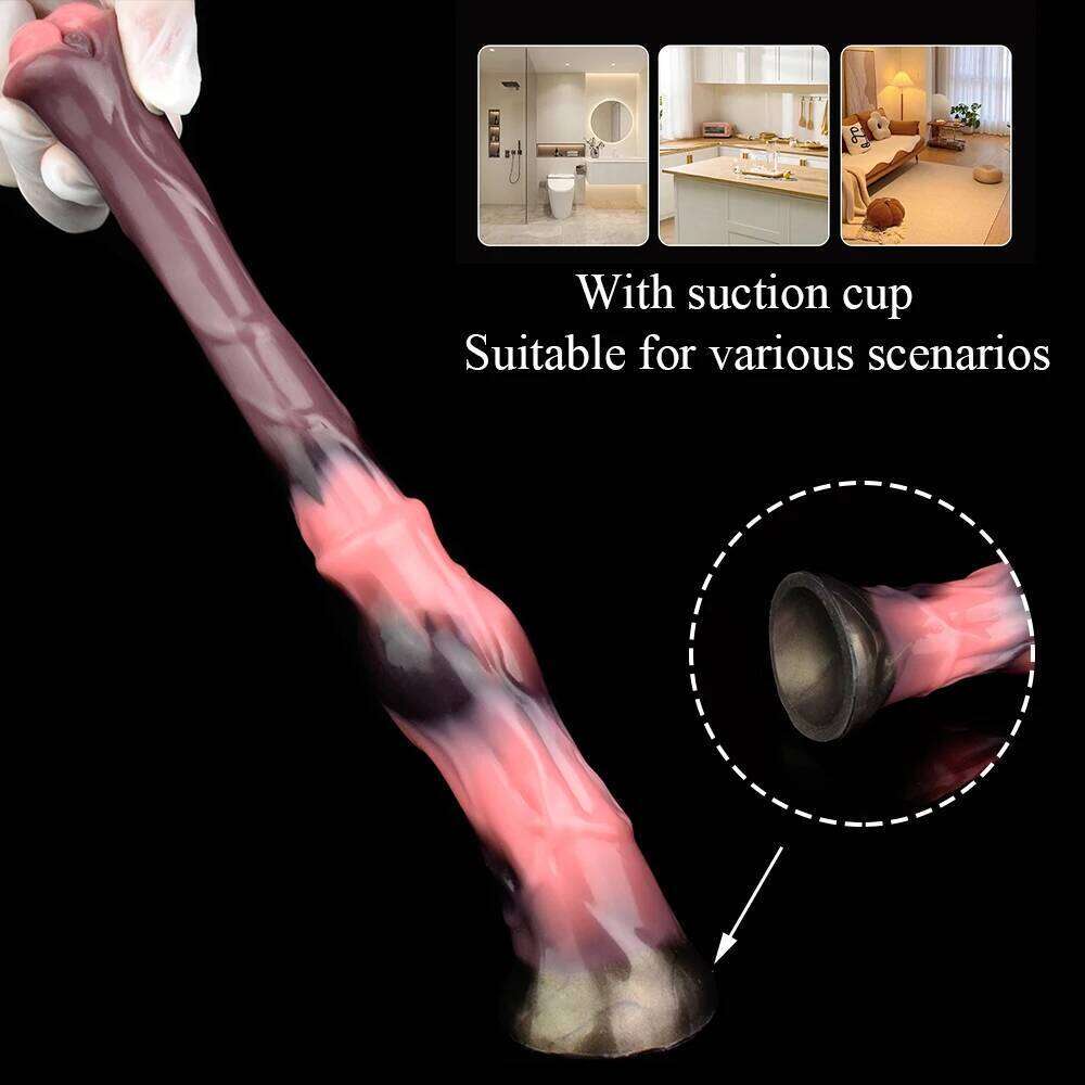 Yocy Silicone Knot Dildo Long Animal Horse Soft Butt Plug With Sucker Vaginal Massager Anal Sex Toys For Adult Games 666