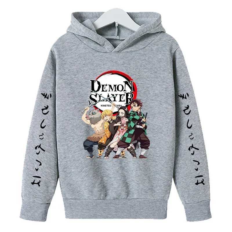 New Kids Demon Slayer Hoodie Childrens Clothing Hoodie Suitable Boys Girl Long Sleeve Anime Yaiba Sleeve Pullover Sweatshirt Z250930