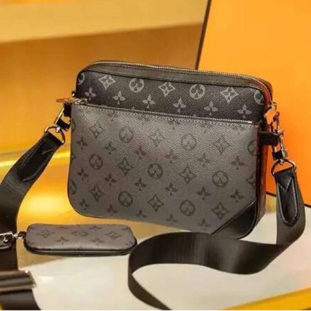 TOP Handbags Women Men Leather TRIO Messenger Bags Shoulder Make up Bag Designer Handbag Tote Man's bag