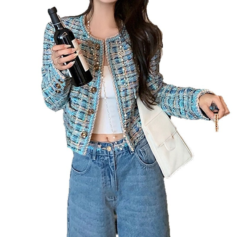 2025 Saint Sylve Blue Thousand Gold Handmade Workshop Show Gold Thread Beaded Women's Jacket Autumn Designer Jacket design Autumn New Top Coarse 