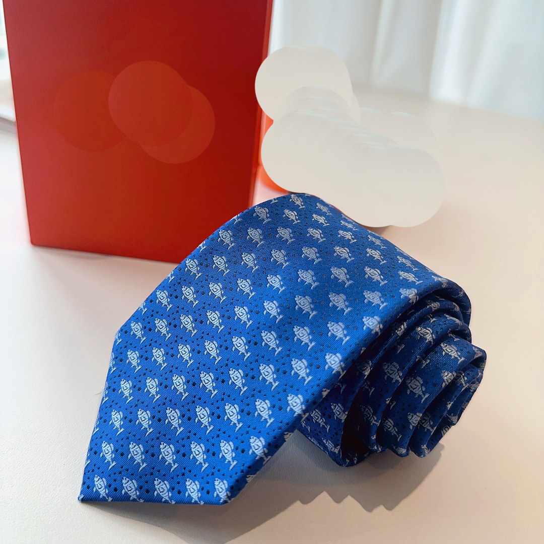 2025 Men's Luxury Fashion Silk Tie Designer's Gold Blue Jacquard Stripe Embroidered Pattern Tie High End Party, Wedding and Business Leisure Tie G/H Box Packaging 144