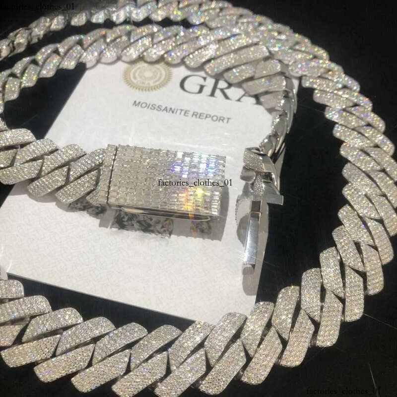 necklace moissanite chain sterling Sier pendant Miami Cuban Chain Moissanite Hip Hop Jewelry necklaces for men
