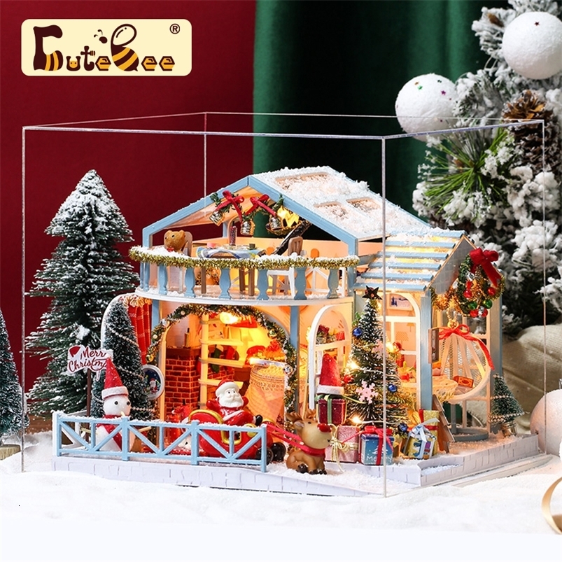 Doll House Accessories Cutebee DIY DollHouse Wooden Doll Houses Miniature Dollhouse Furniture Kit Toys for Children Year Christmas Gift Casa 230422