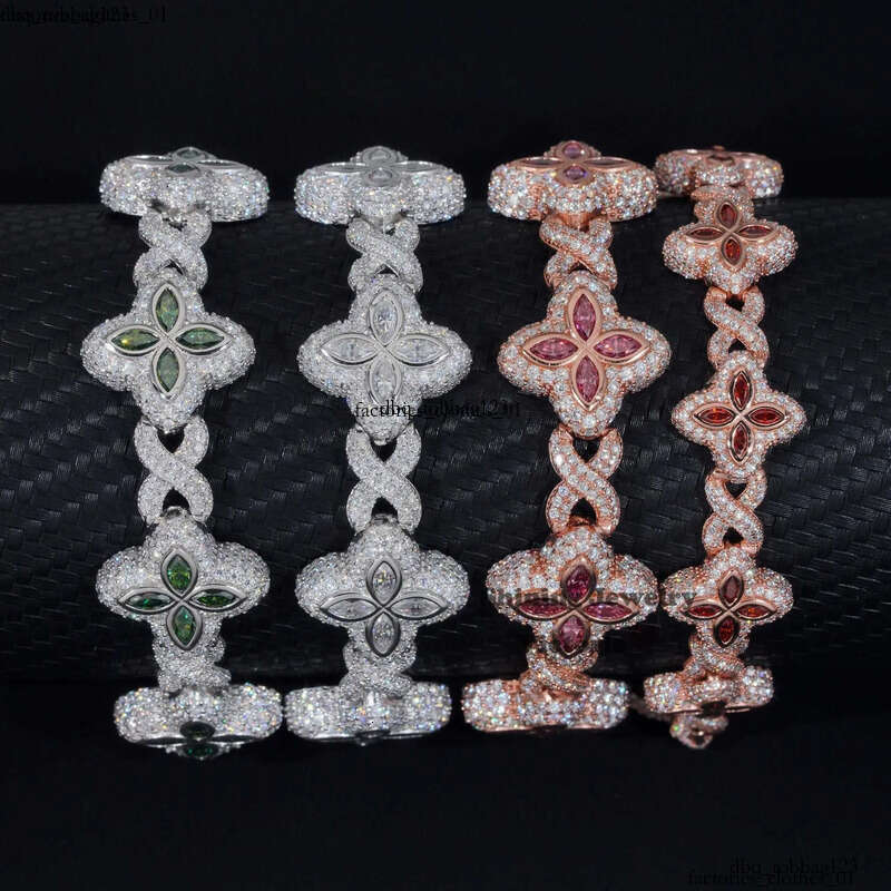 Shining 2024 new arrivals fashion jewelry sterling sier vvs moissanite dia four leaf clover tennis bracelet