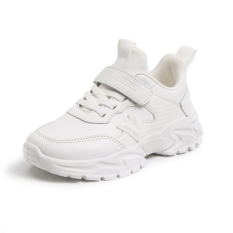 Sport Black Leather Youth Shoes for Boys and Girls Campus Outdoor Kids Light Weight Cutefeet Sneakers White Student Trainers Sizes 26 - 37