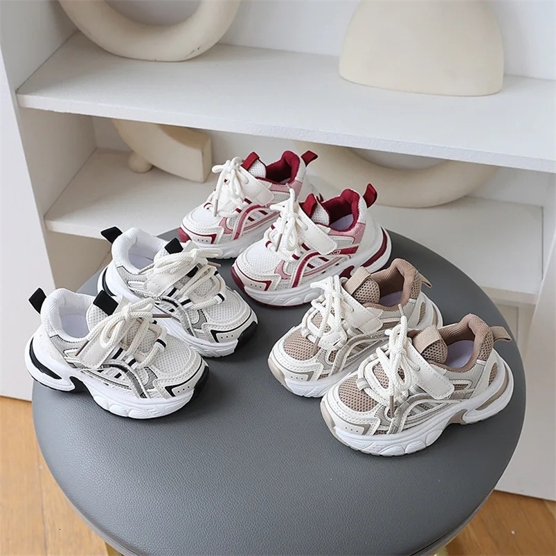 Autumn Boys Little White Shoes Spring and Autumn Girls Mesh Breathable Casual Running Shoes Childrens Sports Shoes 241216