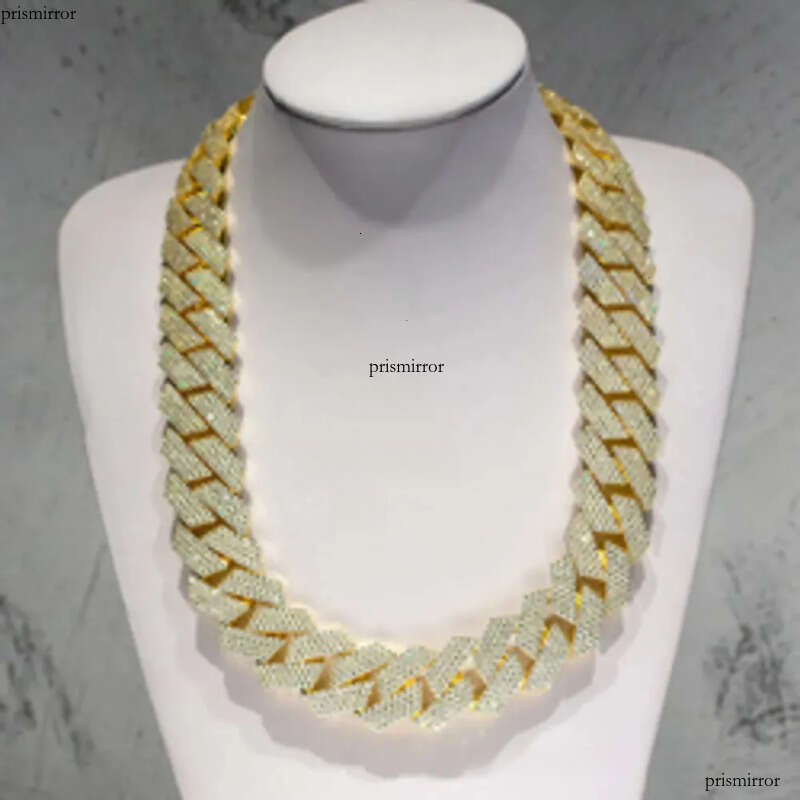 Fully Iced Out 24mm k Prong Setting Necklace Moissanite Custom Cuban Chain