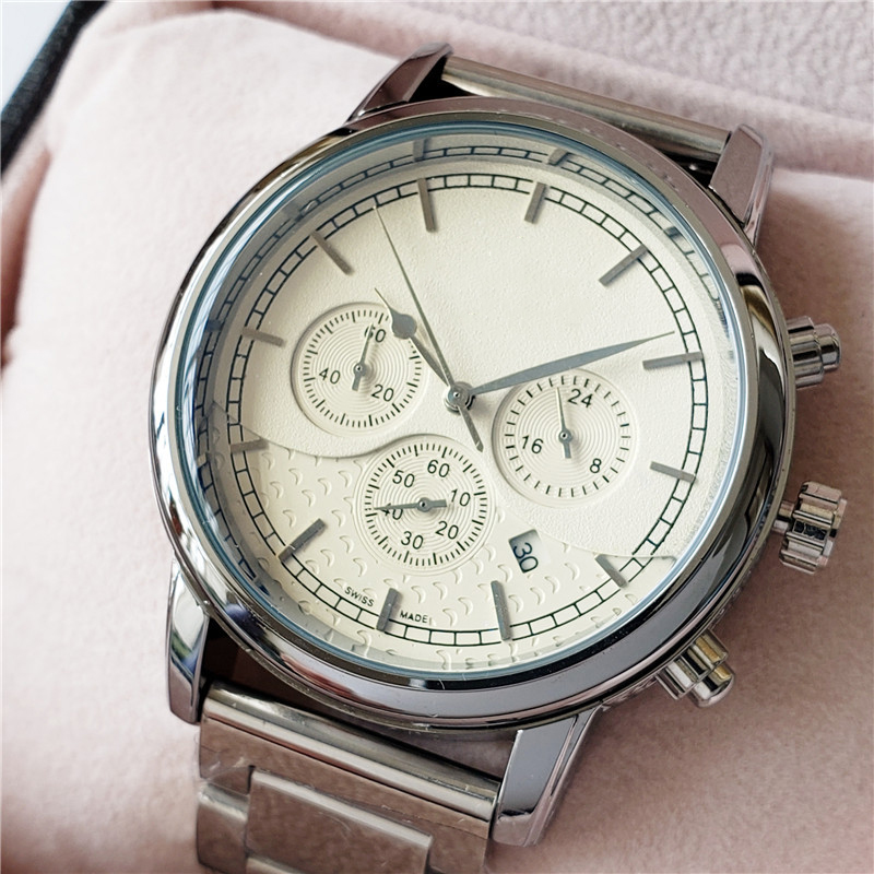 Fashion Full Brand Wrist Watches Men Male 45mm Multifunctional Style Steel Metal band Quartz Luxury Clock PP83