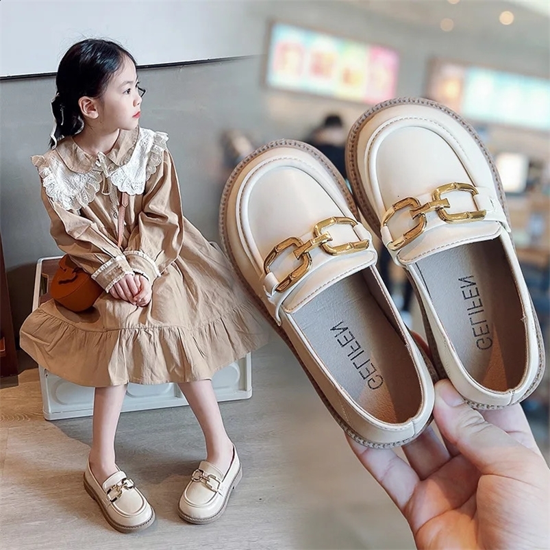 Children Girls Leather Shoes Spring and Autumn Simple Slip-on Round-toe School Shoes Loafers Flats Moccasins Classic Formal 240913