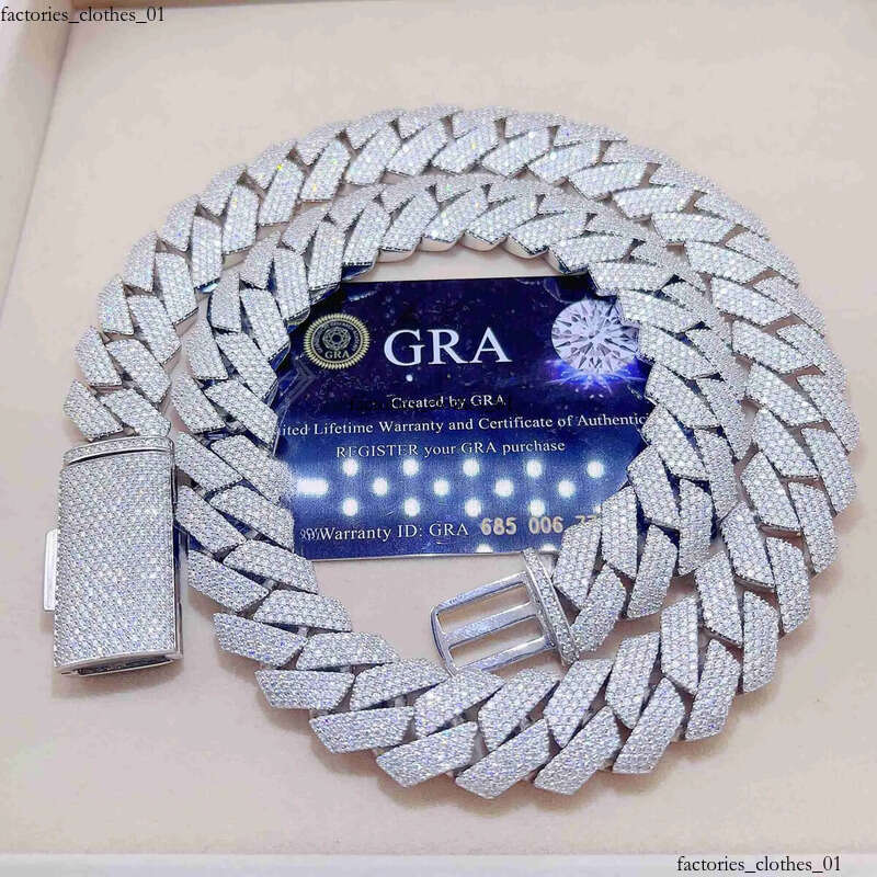 moissanite jewelry cuban link chain Iced Out Pass Dia Tester Vvs Moissanite Jewelry Necklace Bracelet Women 14mm chains for men designer jewlery