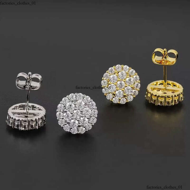 Hot Wholesale Unique Small Fancy Shiny 10K Real Gold Dia Moissanite Stud Earrings For Men