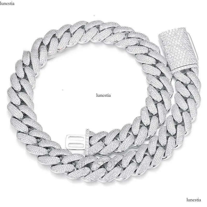 Miami Cuban Link Chain for Men Micro Inlaied 4 Row Bling Dia 20MM Wide Iced Out Chains Necklace Designer Prong Rock Hip Hop Gold Moissanite Jewelry Wo