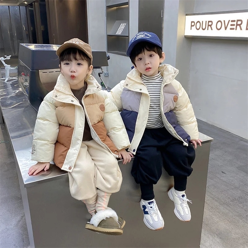 Childrens down jackets winter warm jackets baby standing collars down jackets childrens clothing thick windproof boys and girls parks 241126