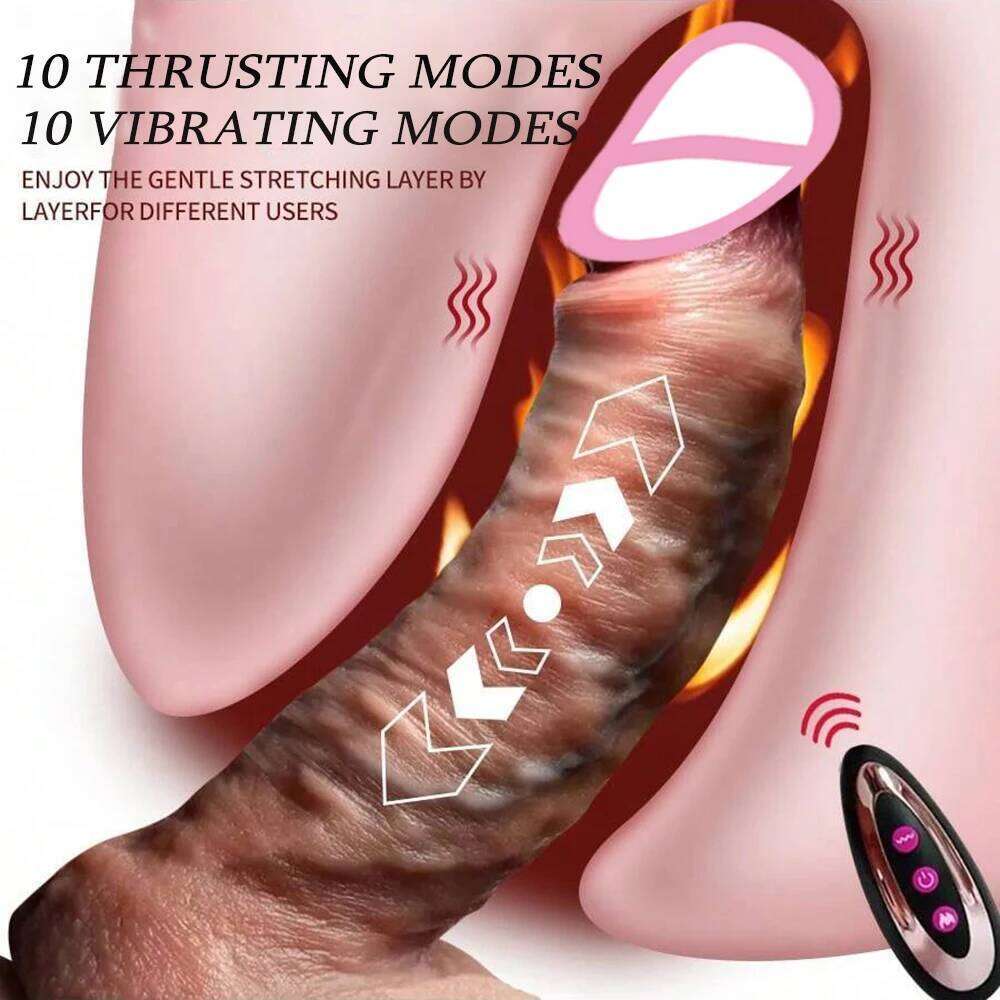 Realistic Dildo Vibrator Thrusting Real skin Penetration Anal Vaginal Telescopic Dick Butt Plug Sex Toy For Women 18+ 666