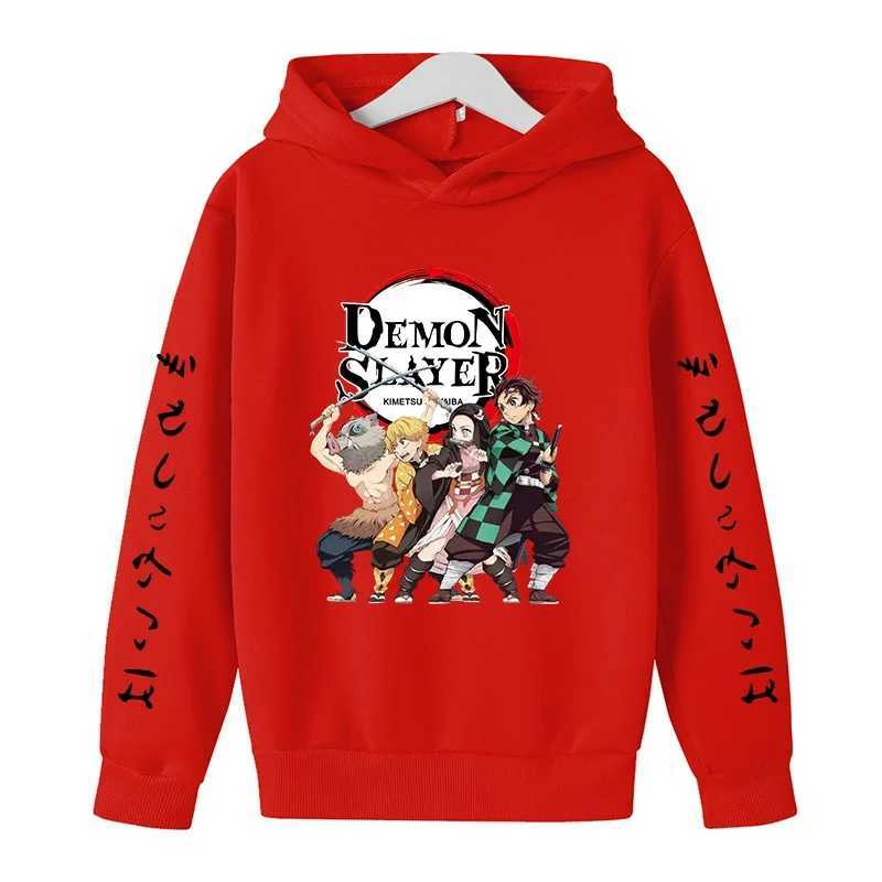 New Kids Demon Slayer Hoodie Childrens Clothing Hoodie Suitable Boys Girl Long Sleeve Anime Yaiba Sleeve Pullover Sweatshirt Z250930