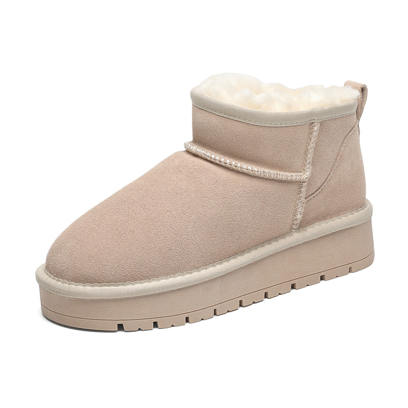EBV designer shoes hot free shipping High quality sheepskin fur on leather Winter new thick soled snow boots plush and thick anti slip cotton shoes fo