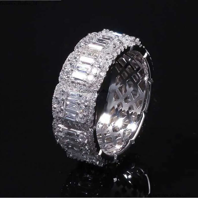 Aaa Gems Mens Baguette Dia Band Ring Real Vvs Wedding Iced Out Moissanite