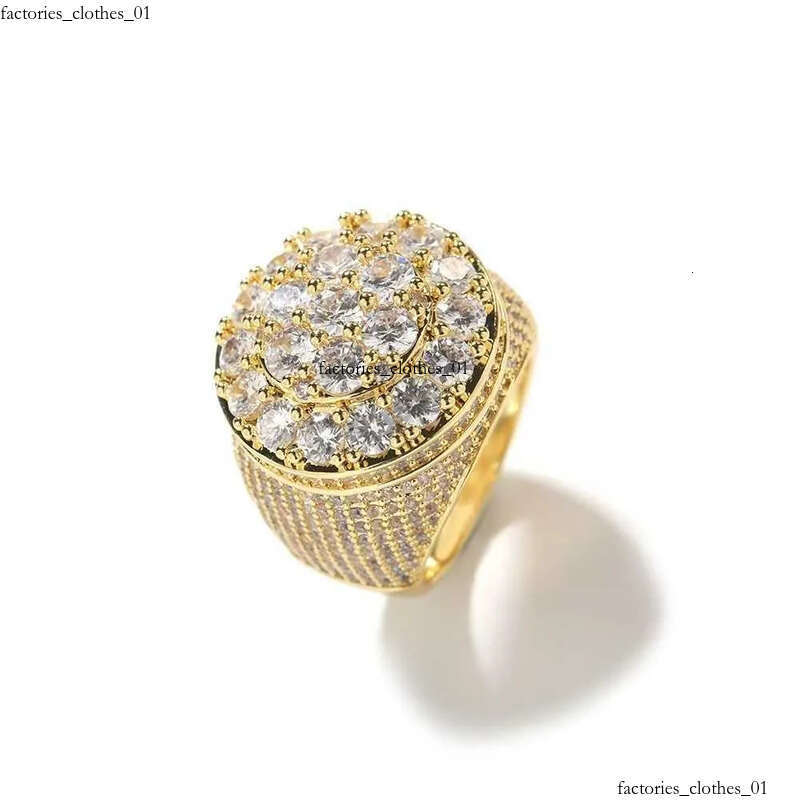 Hip Hop Style Iced Out Round Brilliant Cut VVS Moissanite Gold Plated Sterling Sier Ring For Men