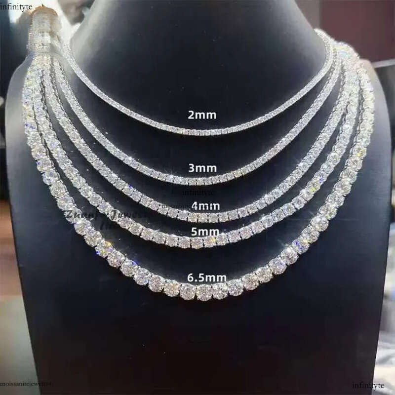 Best Selling Popular Hip Hop Iced Out Jewelry S 2mm 3mm 4mm 5mm 6.5mm VVS1 Moissanite Tennis Chain Necklace 111
