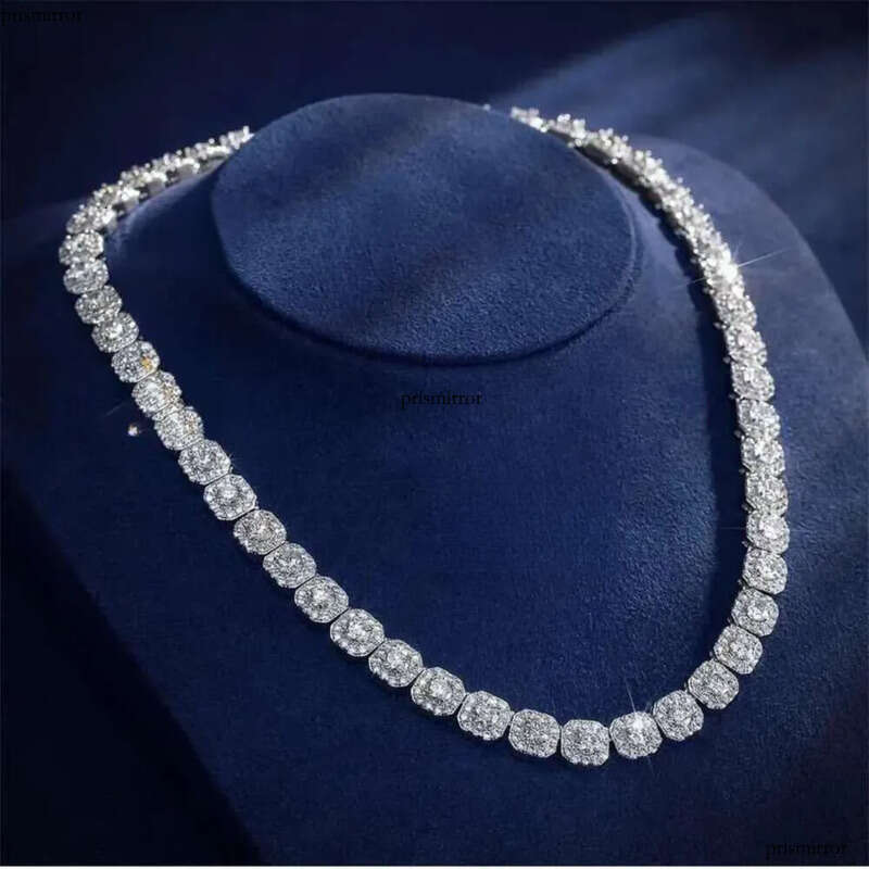 Fire Jewelry 6mm 10mm Sterg Sier d Color Vvs Moissanite Dia Cluster Tennis Chain Necklace for Men Women