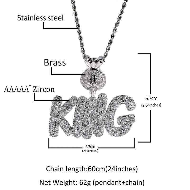 A-Z Custom Name Letters Pendant Necklaces Jewelry Dollar Symbol Buckle Clasp Full TopBling Zircon