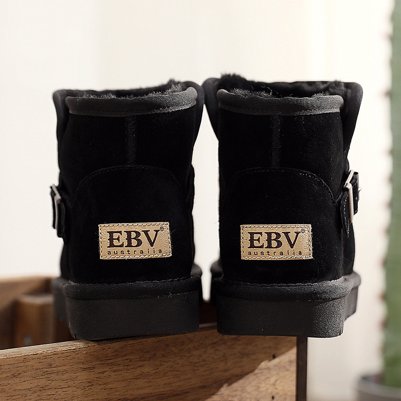 EBV designer shoes free shipping High quality cowhide bow snow boots genuine leather keep warm outdoor non slip thick classic cotton shoes for woman b